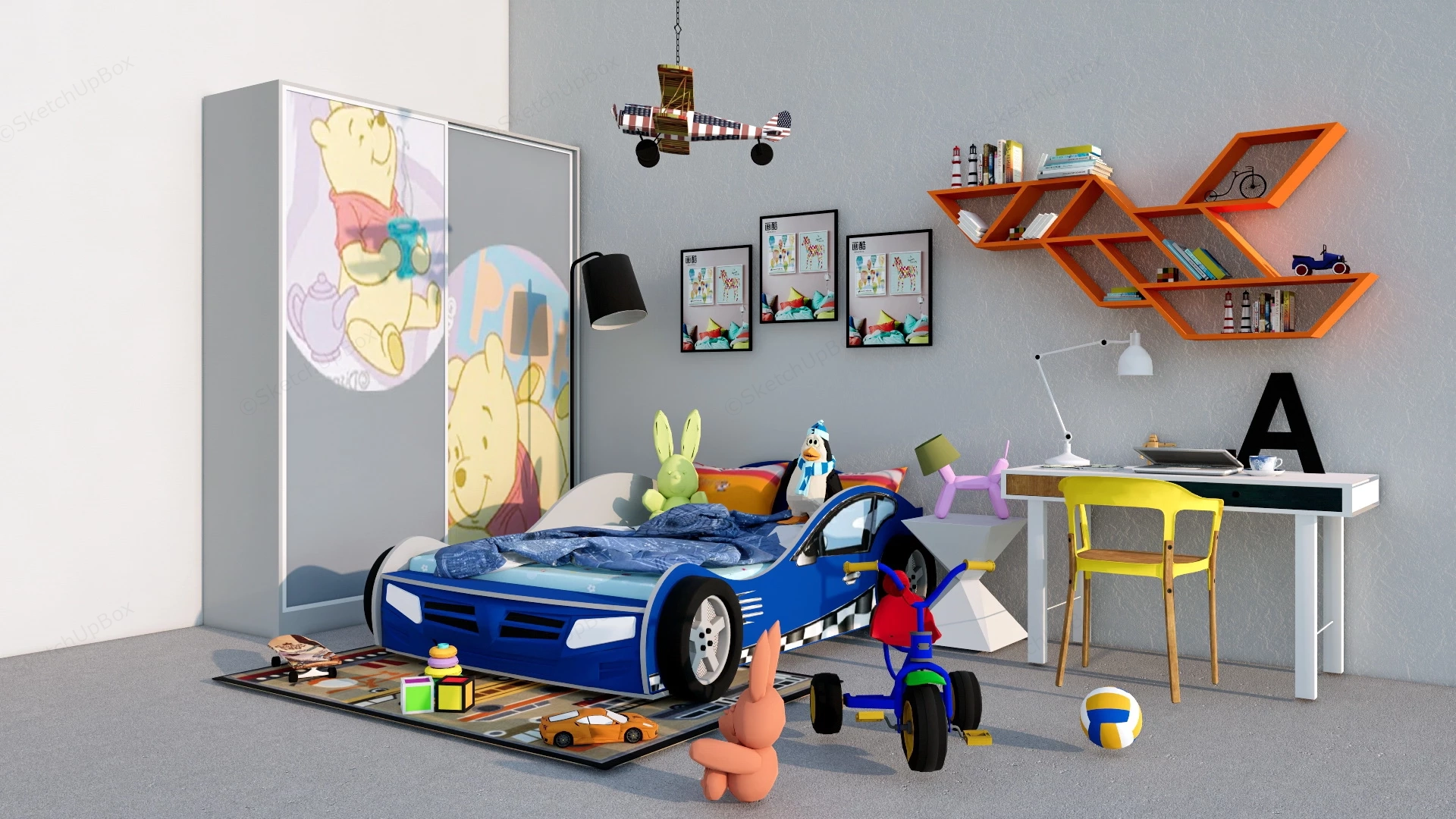 Car Themed Boys Room sketchup model preview - SketchupBox