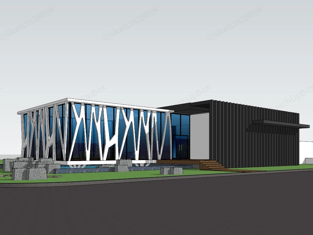 Modern Clubhouse Design sketchup model preview - SketchupBox