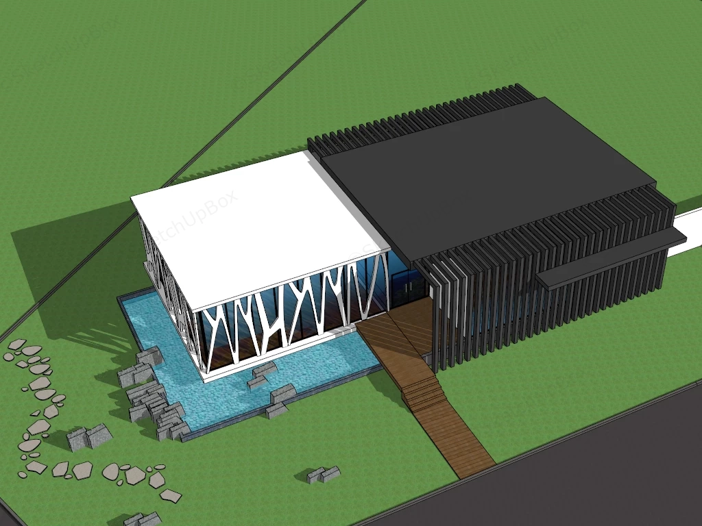 Modern Clubhouse Design sketchup model preview - SketchupBox