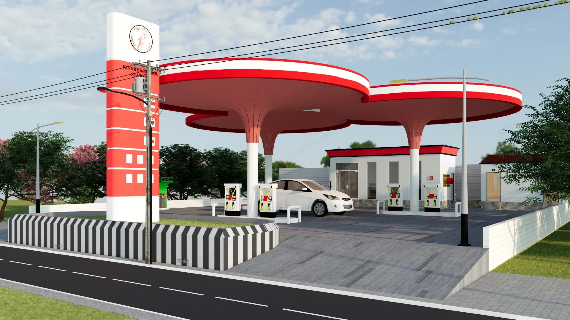 Suburb Petrol Station sketchup model preview - SketchupBox