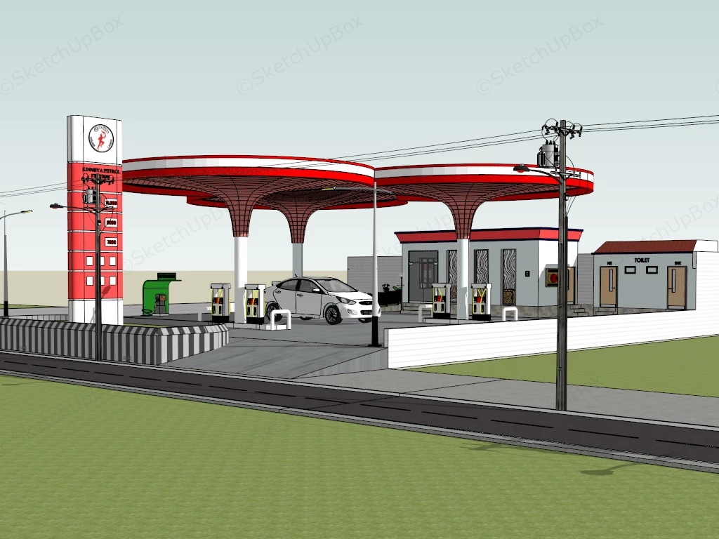 Suburb Petrol Station sketchup model preview - SketchupBox