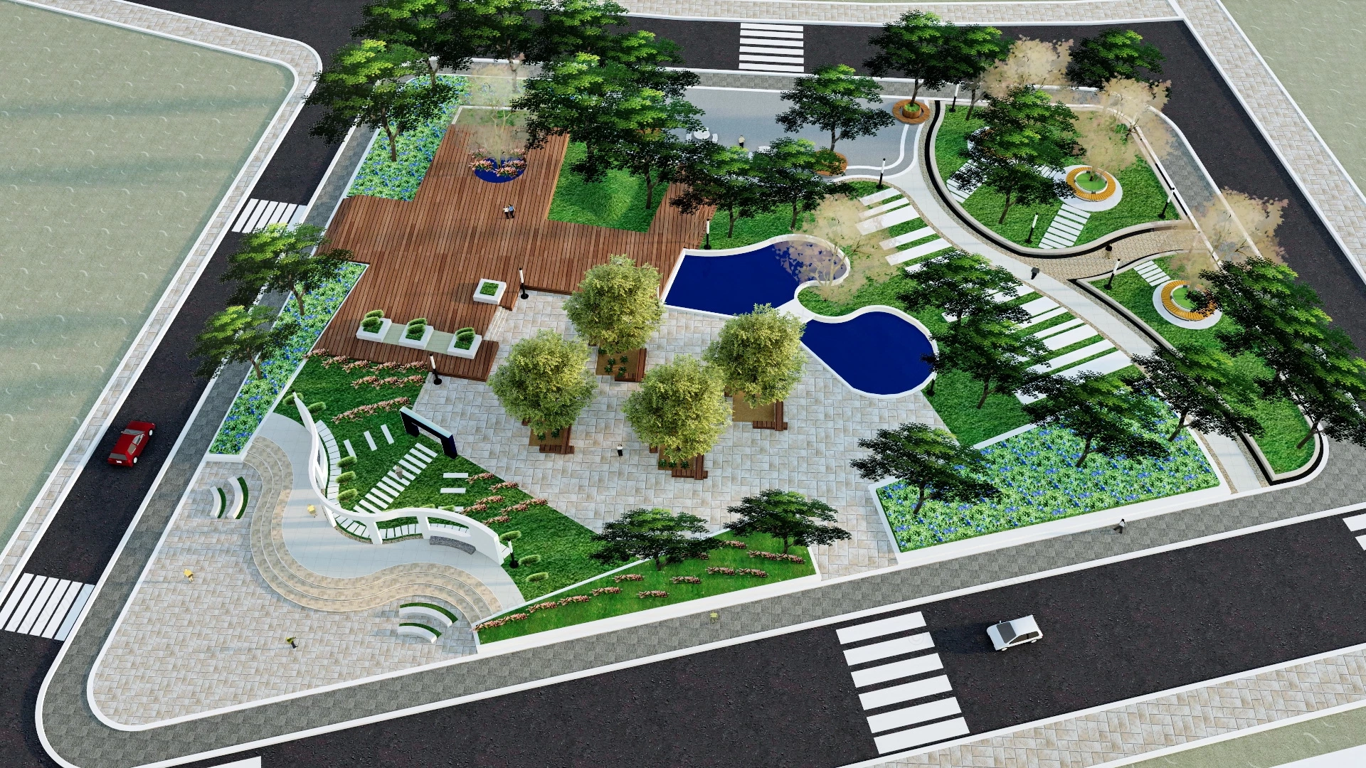 Small Urban Park sketchup model preview - SketchupBox