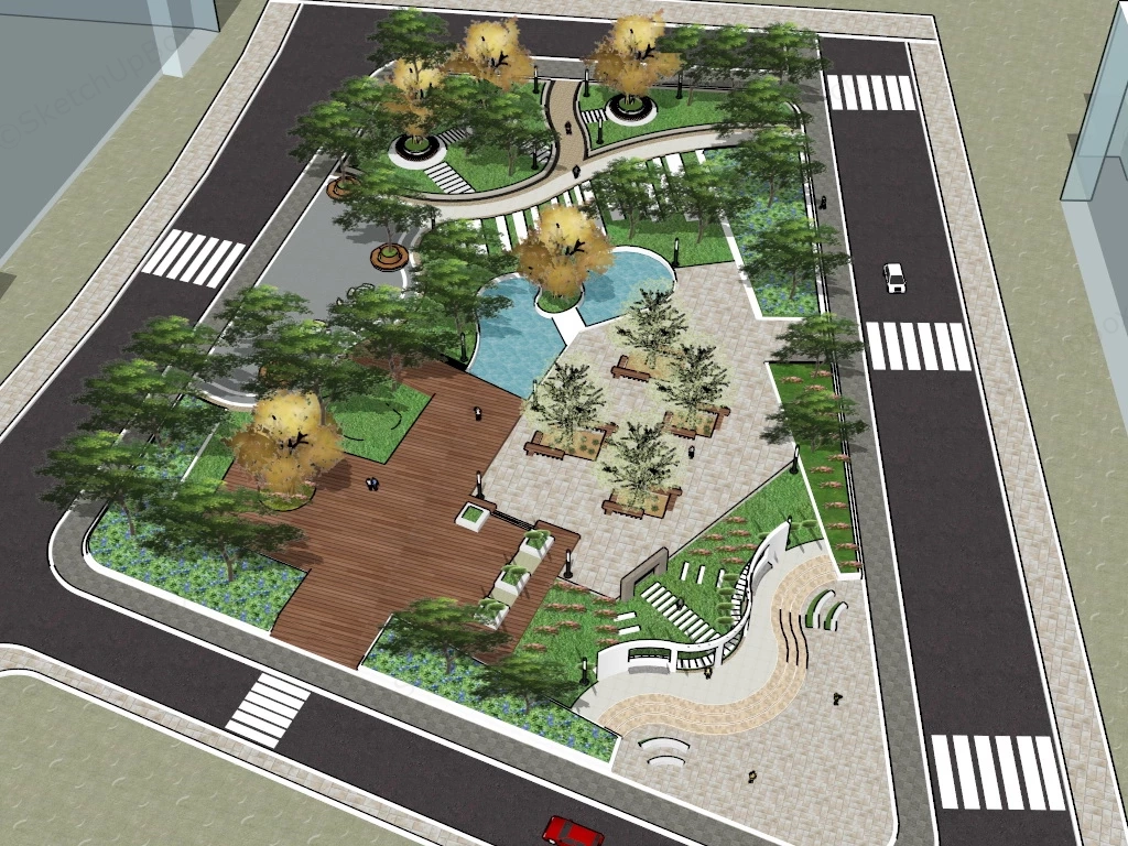 Small Urban Park sketchup model preview - SketchupBox
