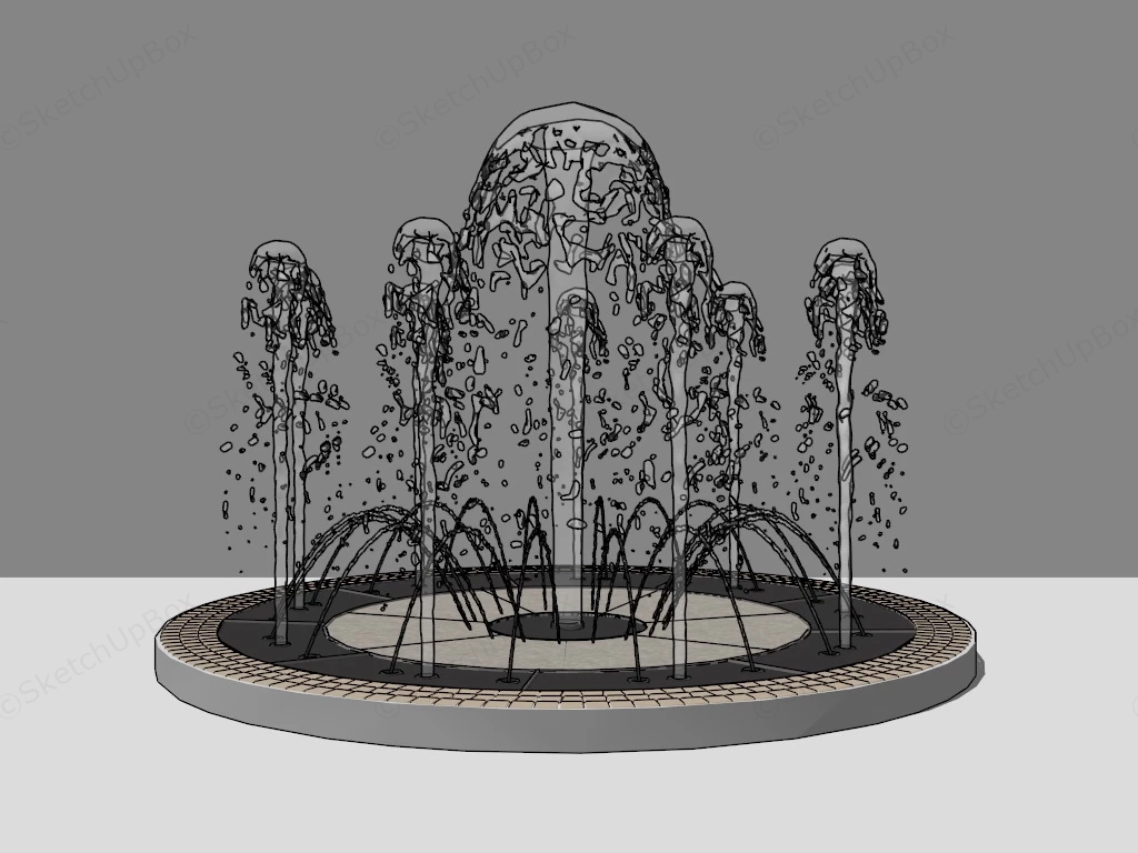 Dry Deck Fountain sketchup model preview - SketchupBox