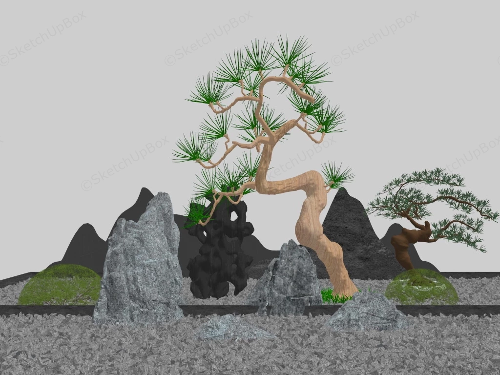 Zen Rock Garden Design sketchup model preview - SketchupBox