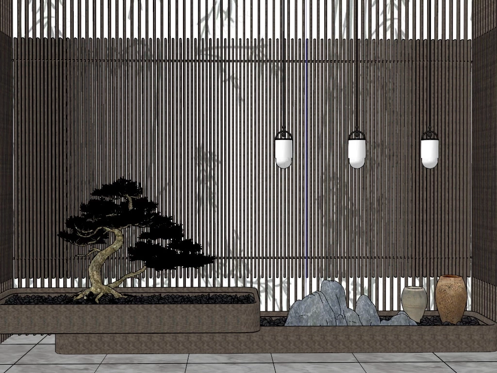 Patio Landscaping Feature Wall sketchup model preview - SketchupBox