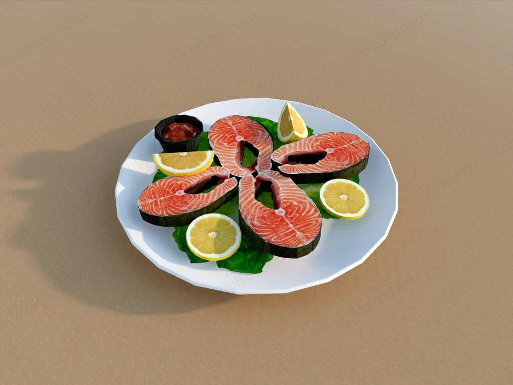 Sliced Salmon Fish sketchup model preview - SketchupBox