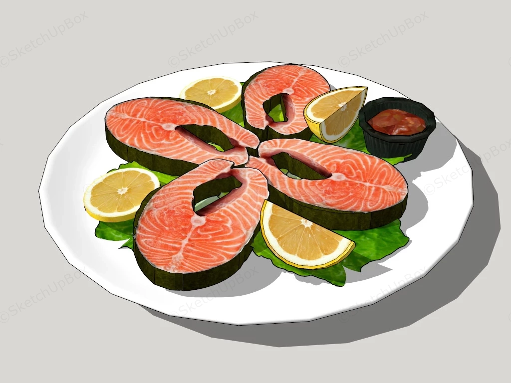 Sliced Salmon Fish sketchup model preview - SketchupBox