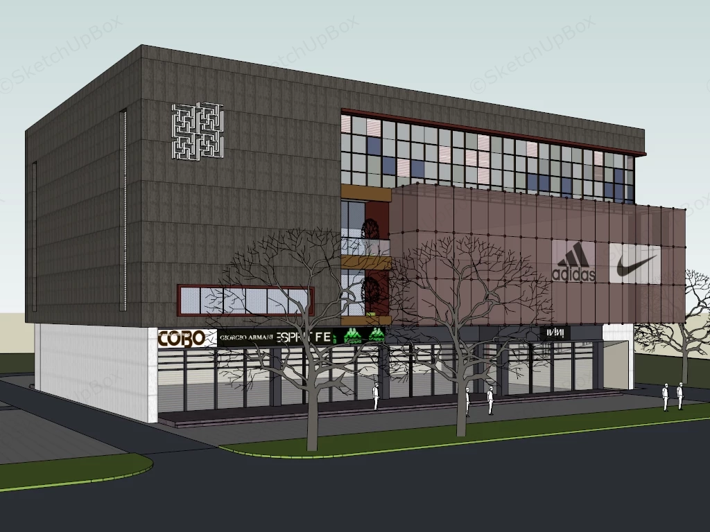Shopping Mall Architecture sketchup model preview - SketchupBox