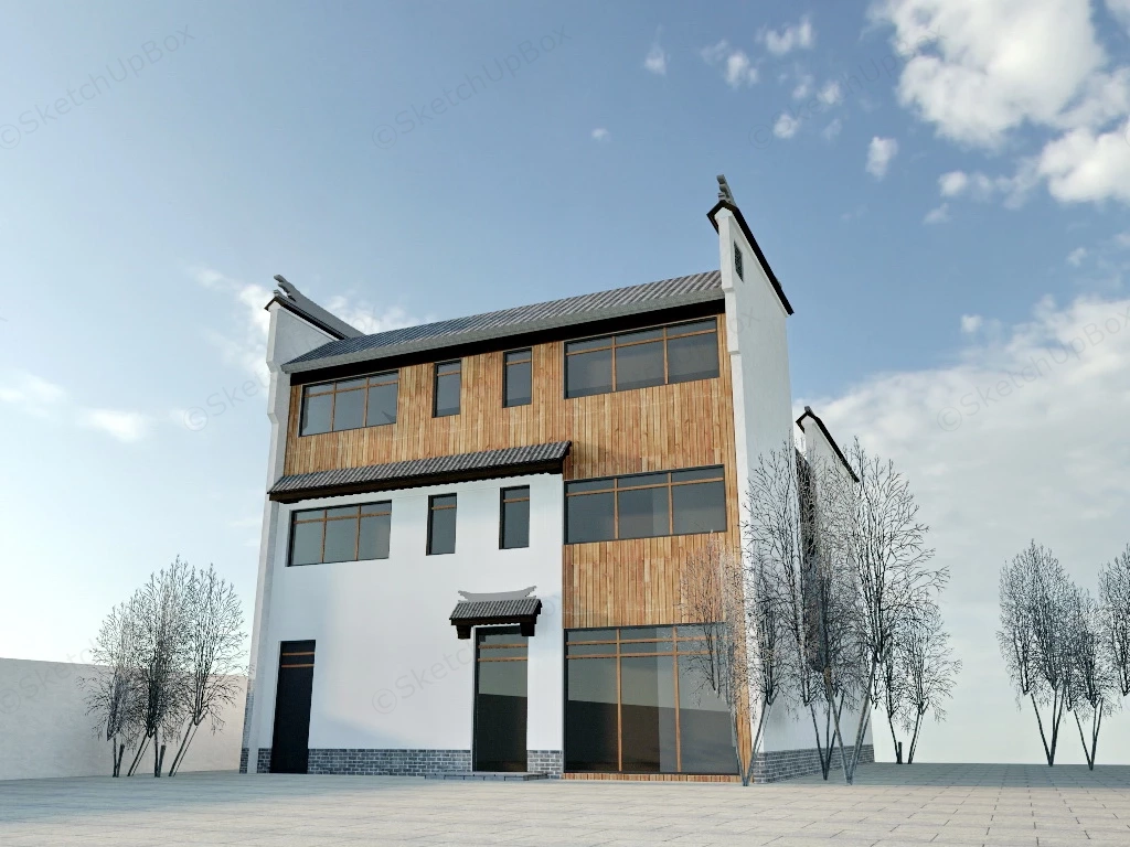 Chinese Hui Style House sketchup model preview - SketchupBox
