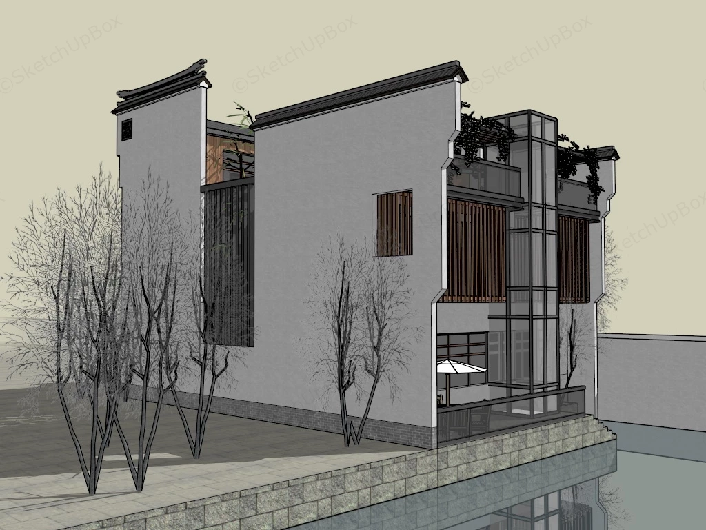 Chinese Hui Style House sketchup model preview - SketchupBox