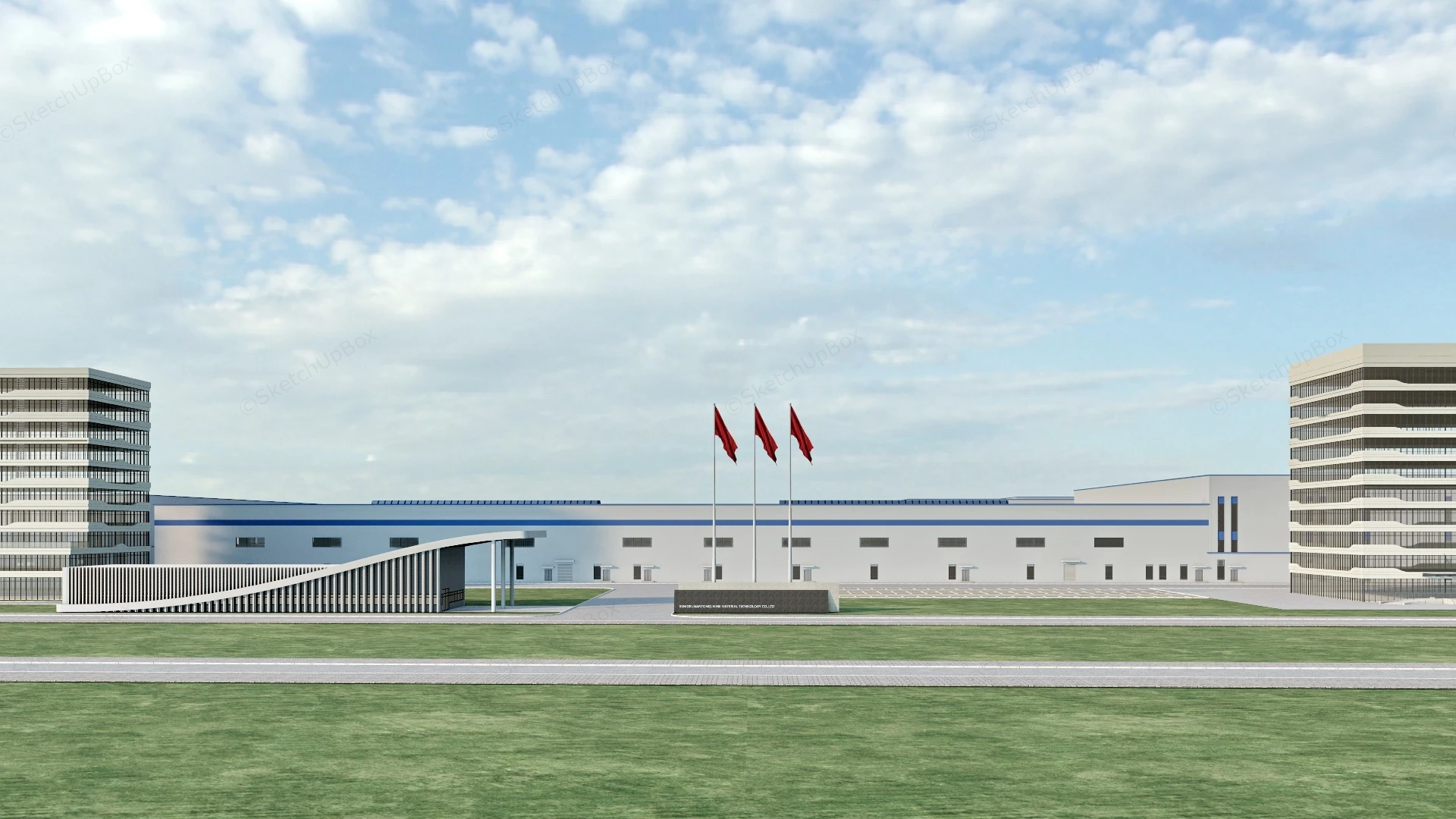 Manufacturing Commercial Factory Buildings sketchup model preview - SketchupBox
