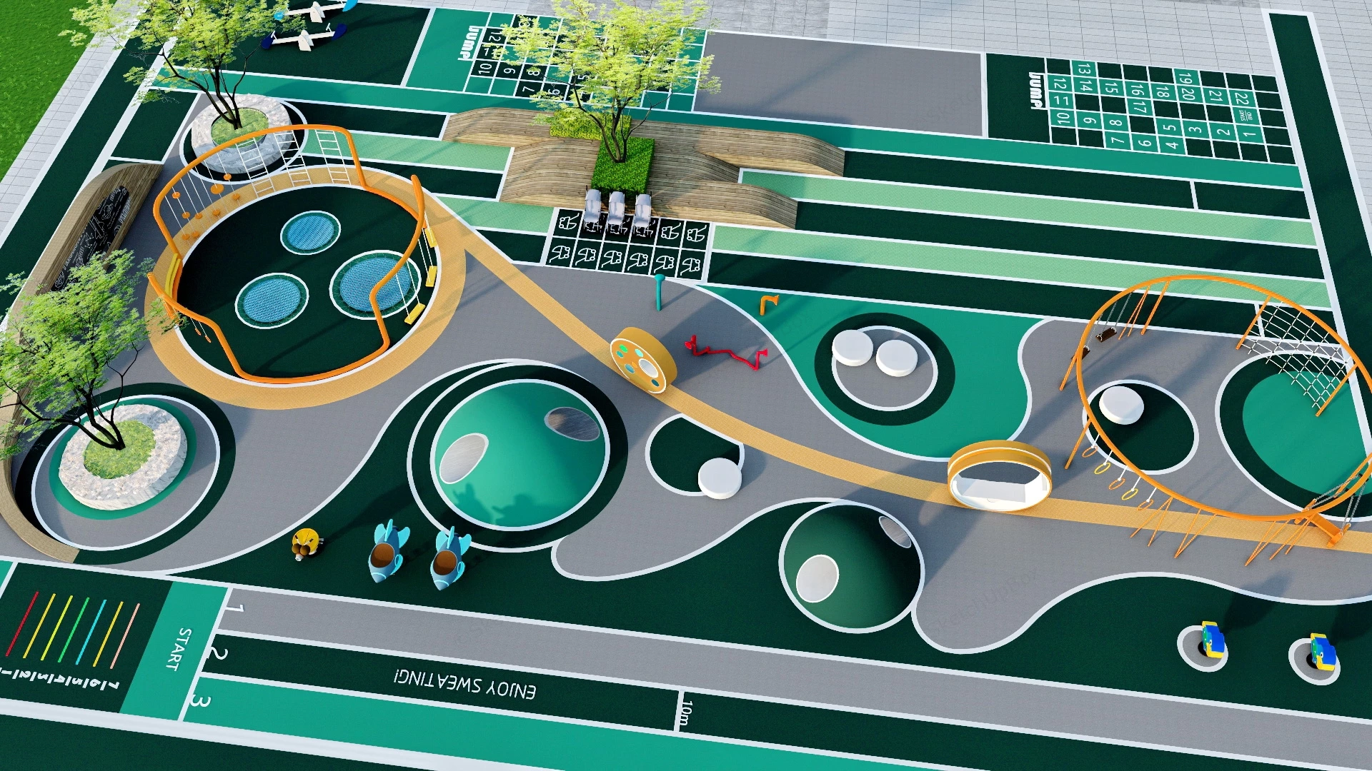 Community Playground Design sketchup model preview - SketchupBox