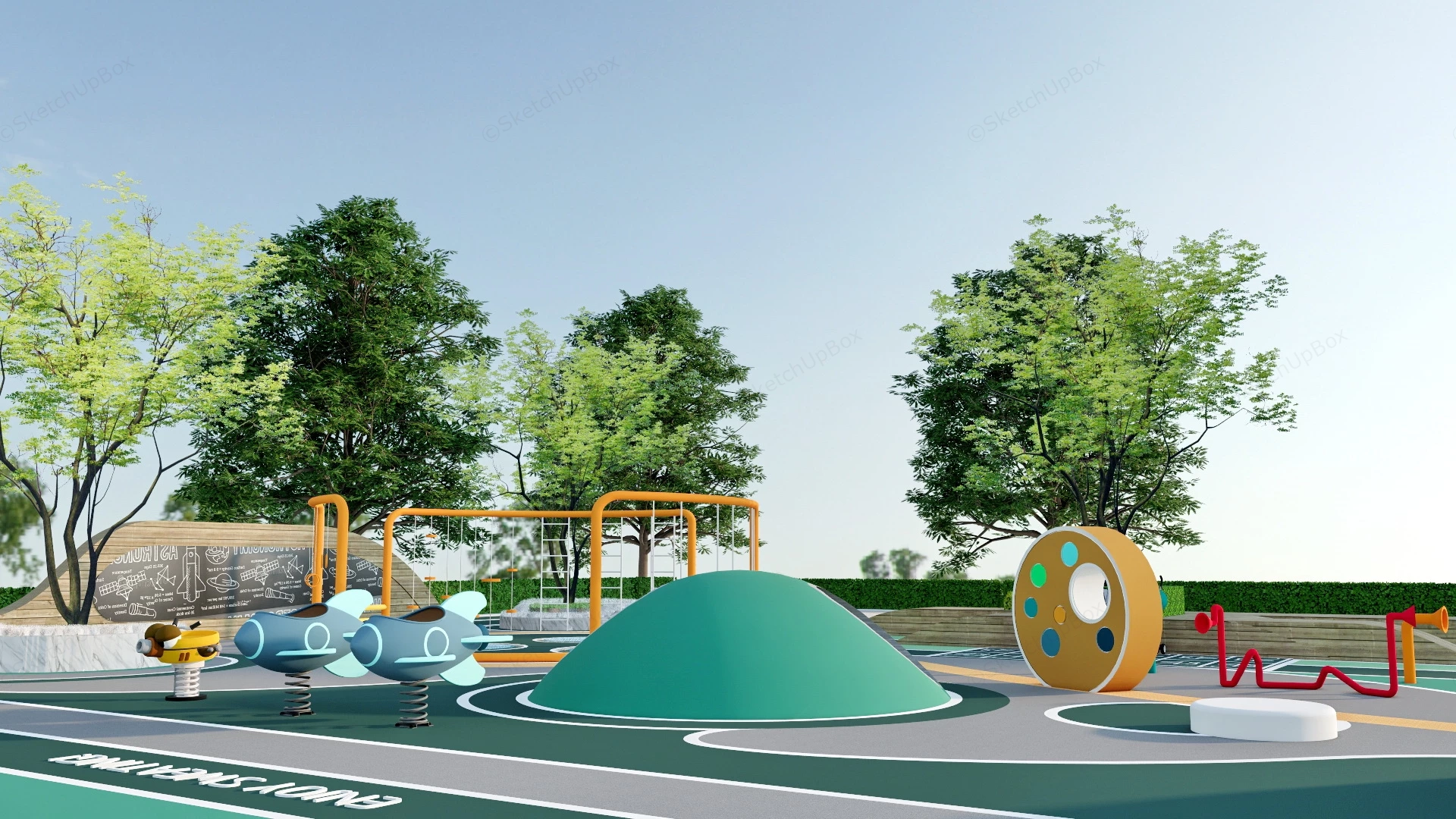 Community Playground Design sketchup model preview - SketchupBox