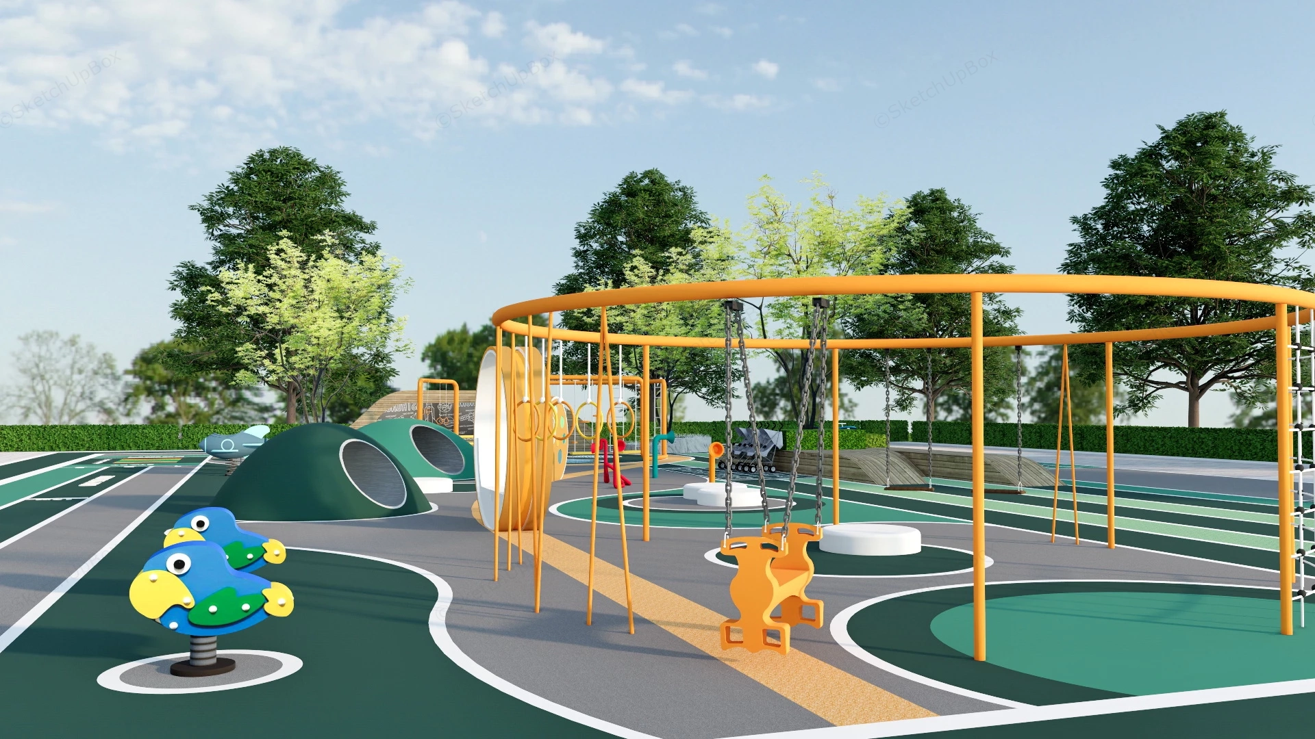 Community Playground Design sketchup model preview - SketchupBox