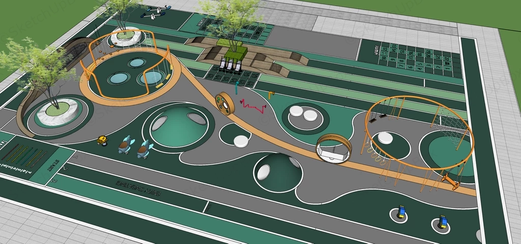 Community Playground Design sketchup model preview - SketchupBox