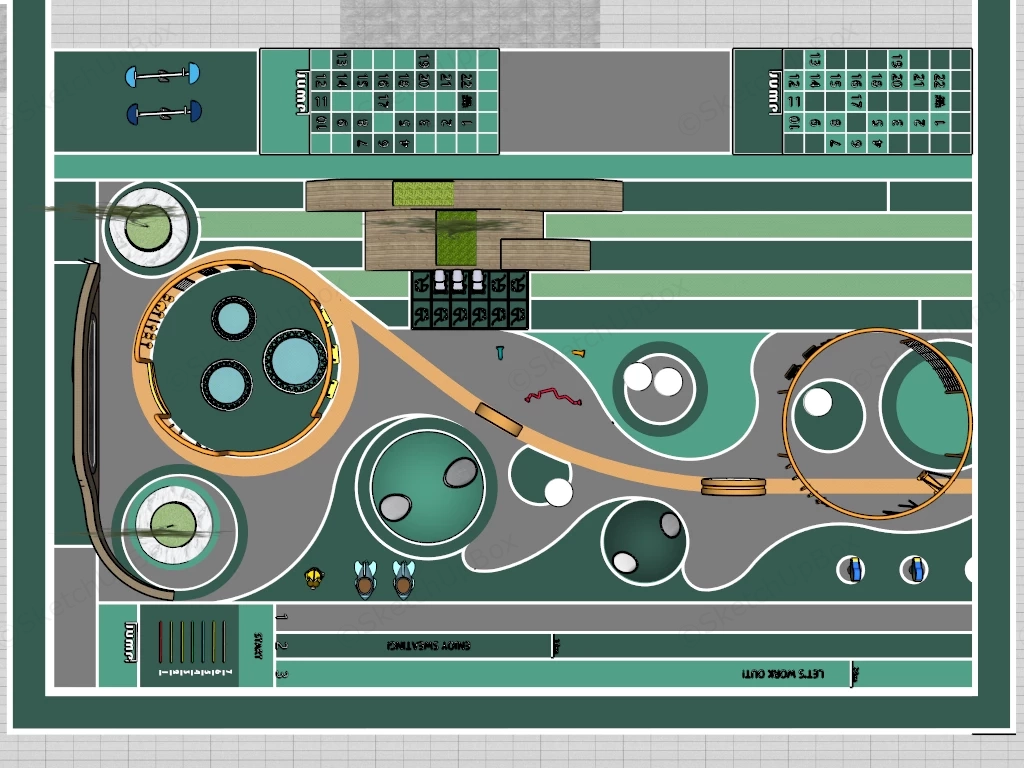 Community Playground Design sketchup model preview - SketchupBox