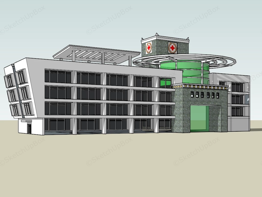 Prairie Hospital Building sketchup model preview - SketchupBox