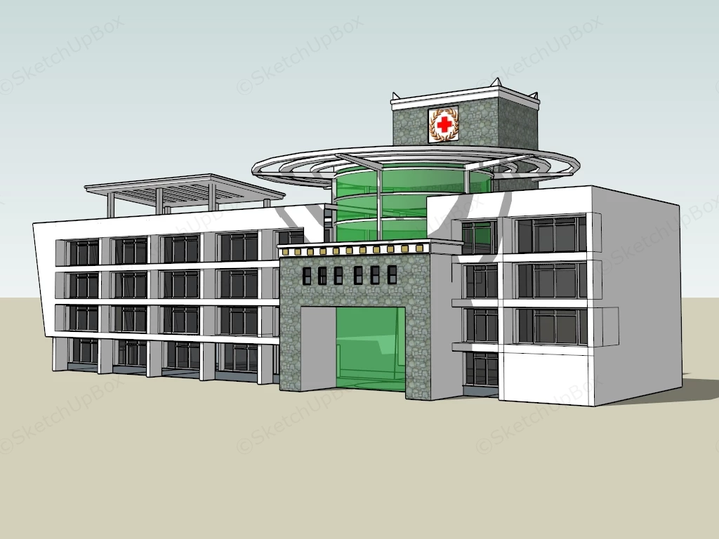 Prairie Hospital Building sketchup model preview - SketchupBox