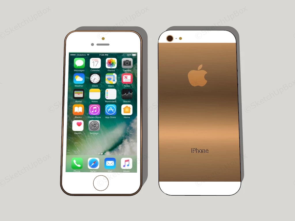 Apple IPhone 8 Gold sketchup model preview - SketchupBox
