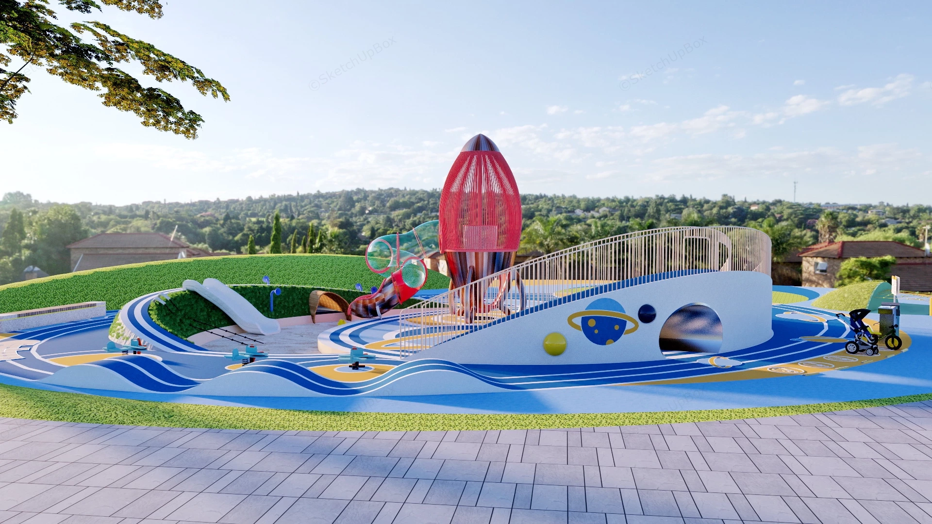 Space Exploration Themed Playground sketchup model preview - SketchupBox
