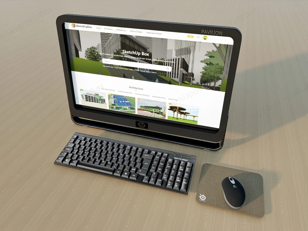 Hp All In One Computer sketchup model preview - SketchupBox