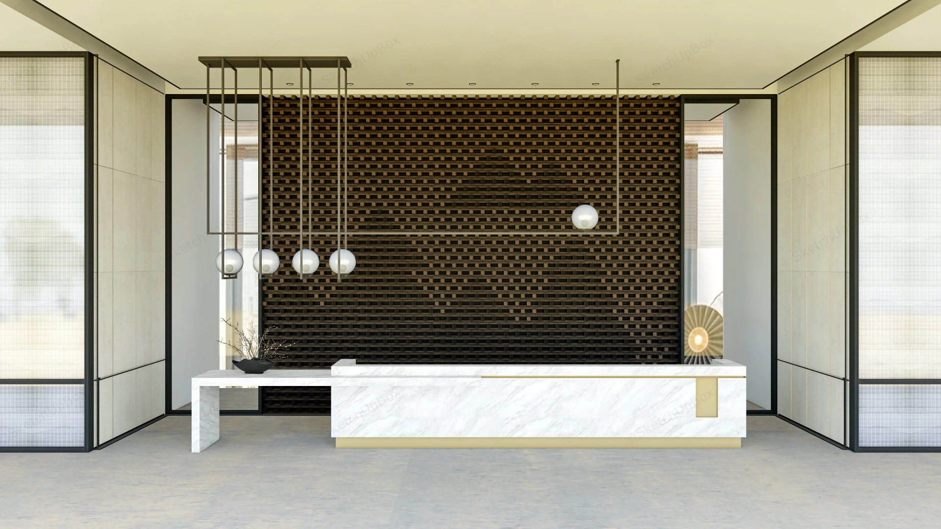 Oriental Style Reception Desk sketchup model preview - SketchupBox