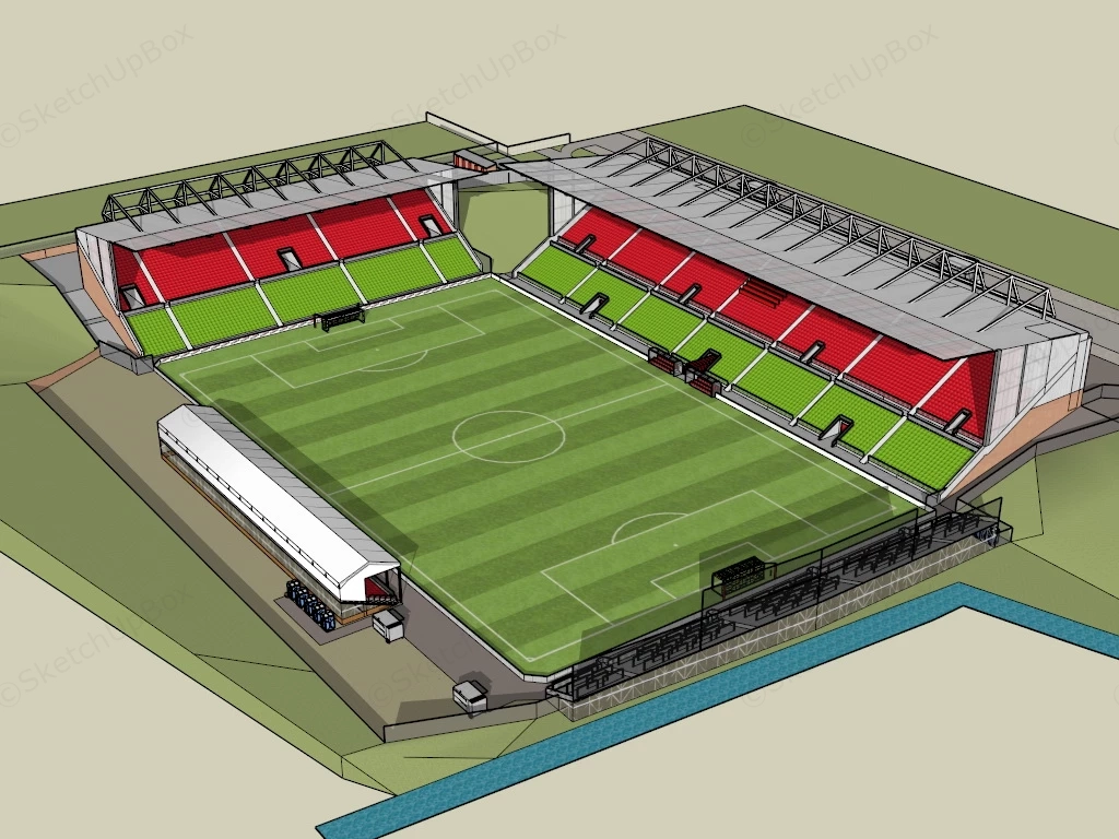 Soccer Field Stadium sketchup model preview - SketchupBox