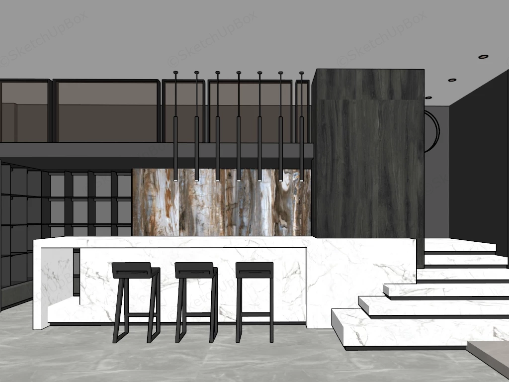 Under Stairs Bar Design sketchup model preview - SketchupBox