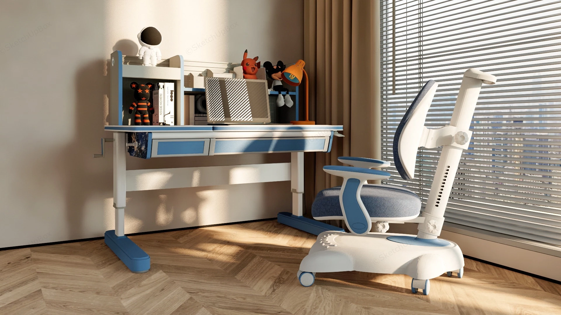 Kids Study Desk And Chair Set sketchup model preview - SketchupBox