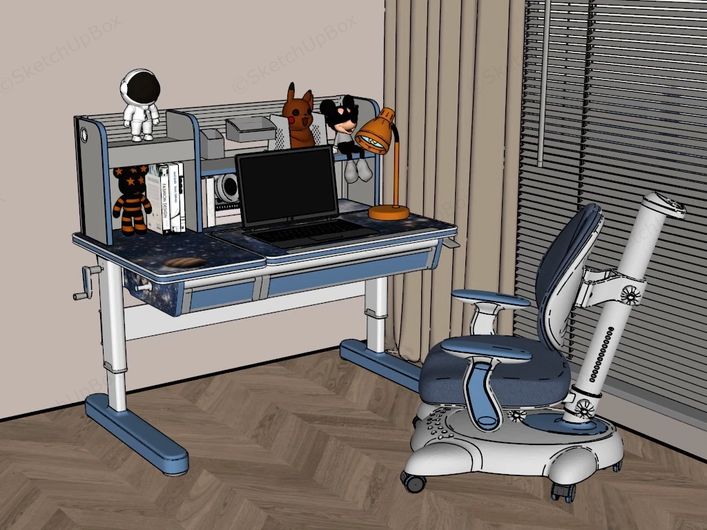 Kids Study Desk And Chair Set sketchup model preview - SketchupBox