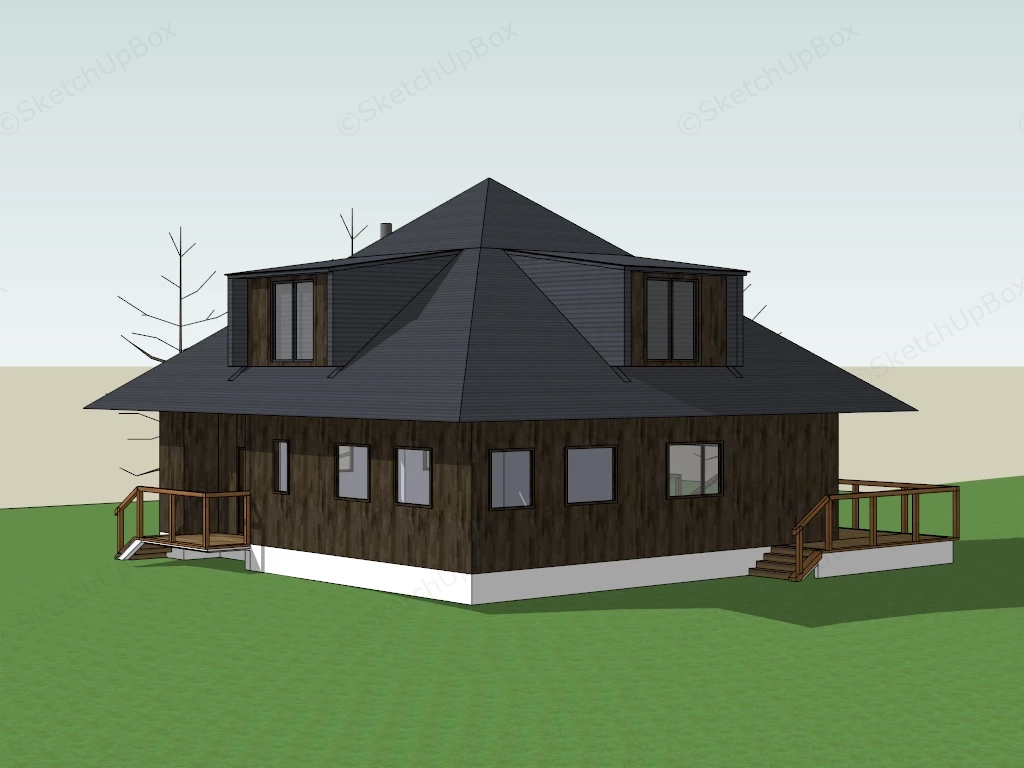 Small Wood House sketchup model preview - SketchupBox