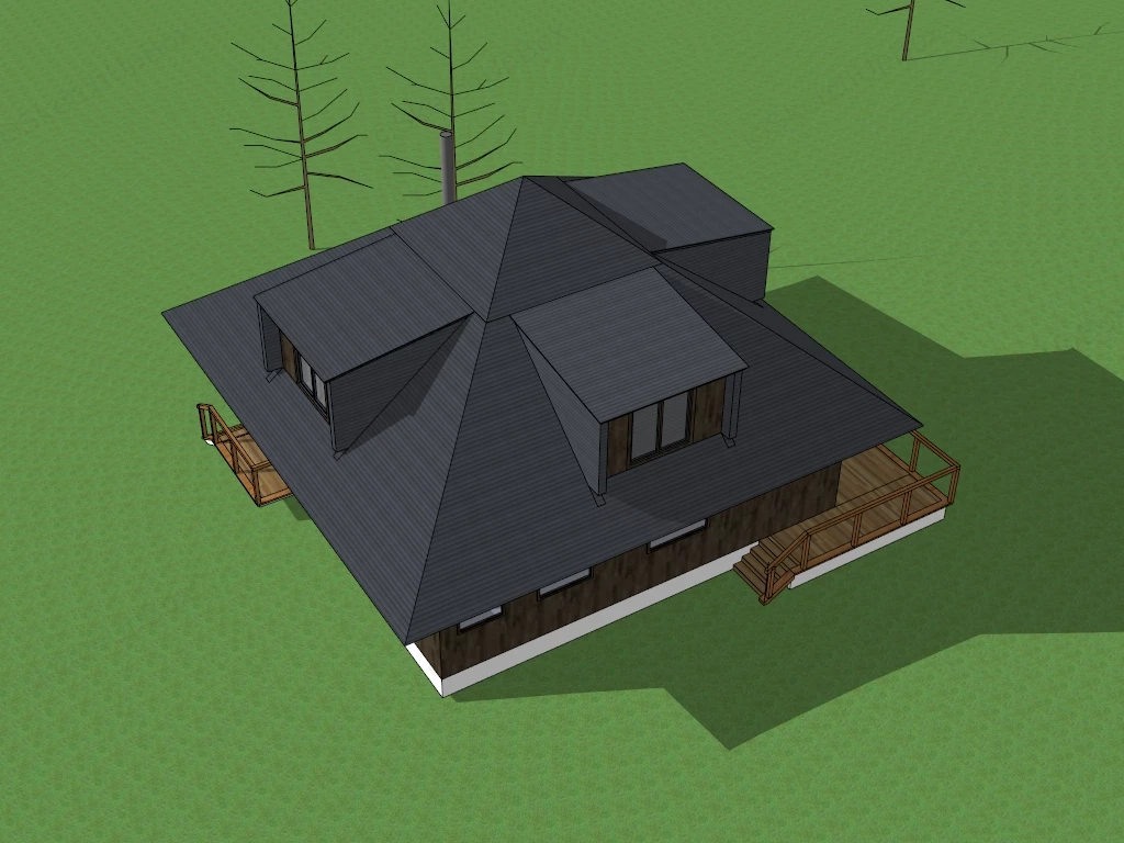 Small Wood House sketchup model preview - SketchupBox
