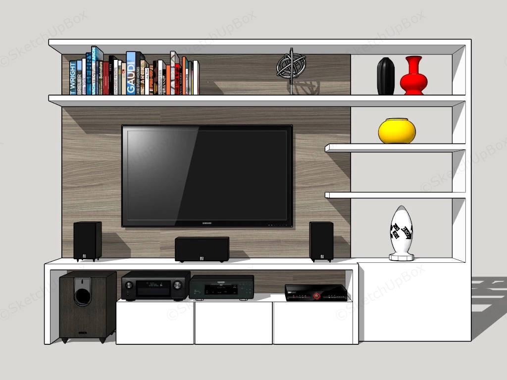 Wood Wall Units Entertainment Center sketchup model preview - SketchupBox
