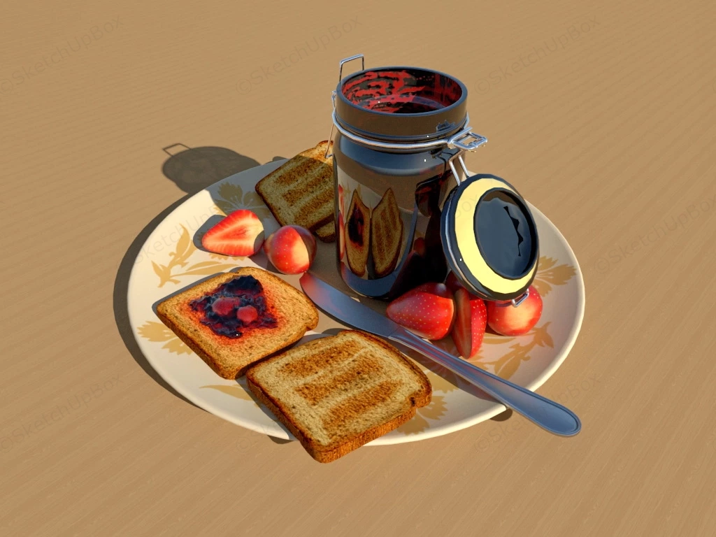 Bread And Jam Breakfast sketchup model preview - SketchupBox