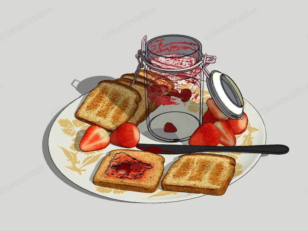 Bread And Jam Breakfast sketchup model preview - SketchupBox