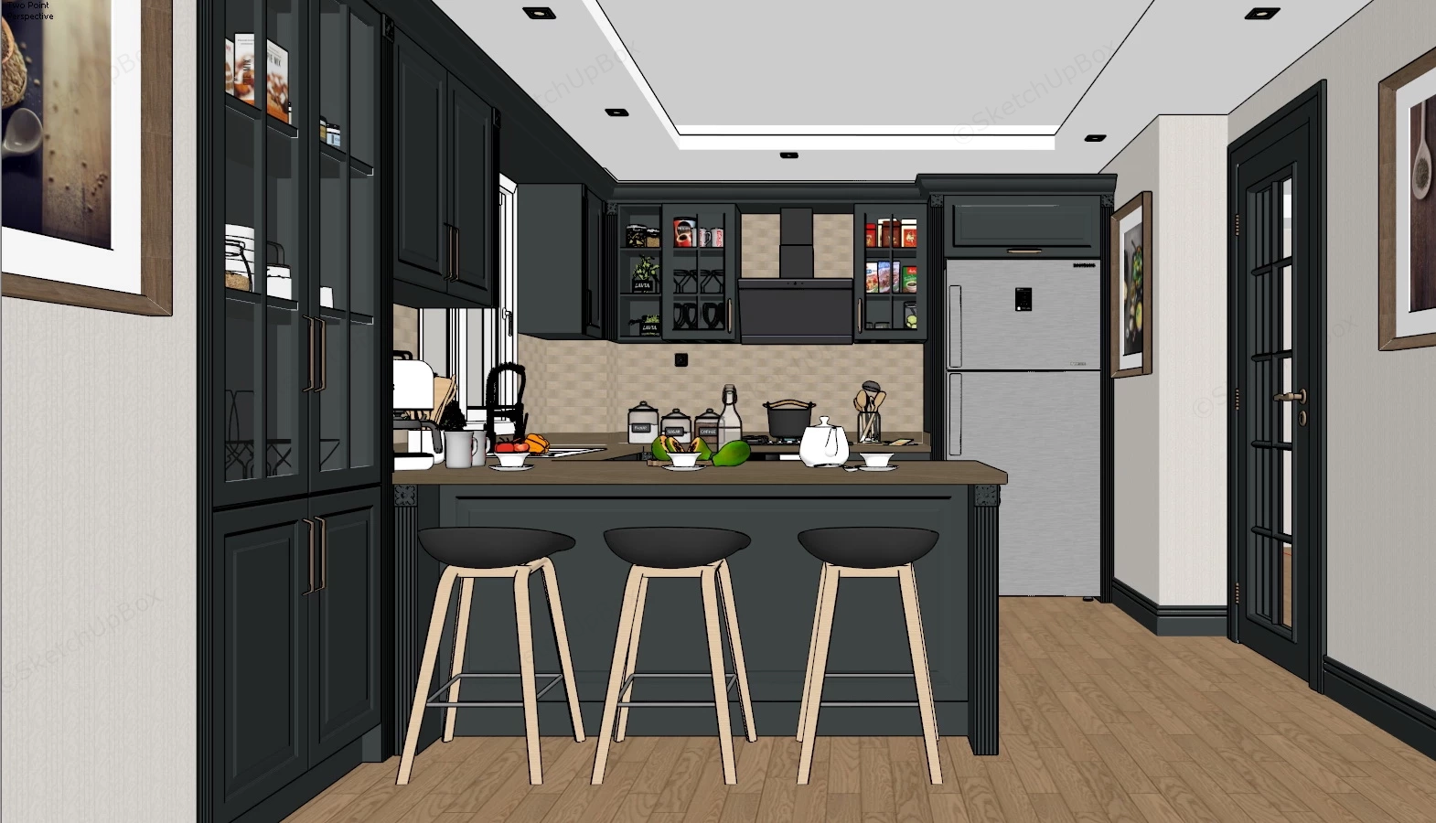 Modern Apartment Kitchen sketchup model preview - SketchupBox