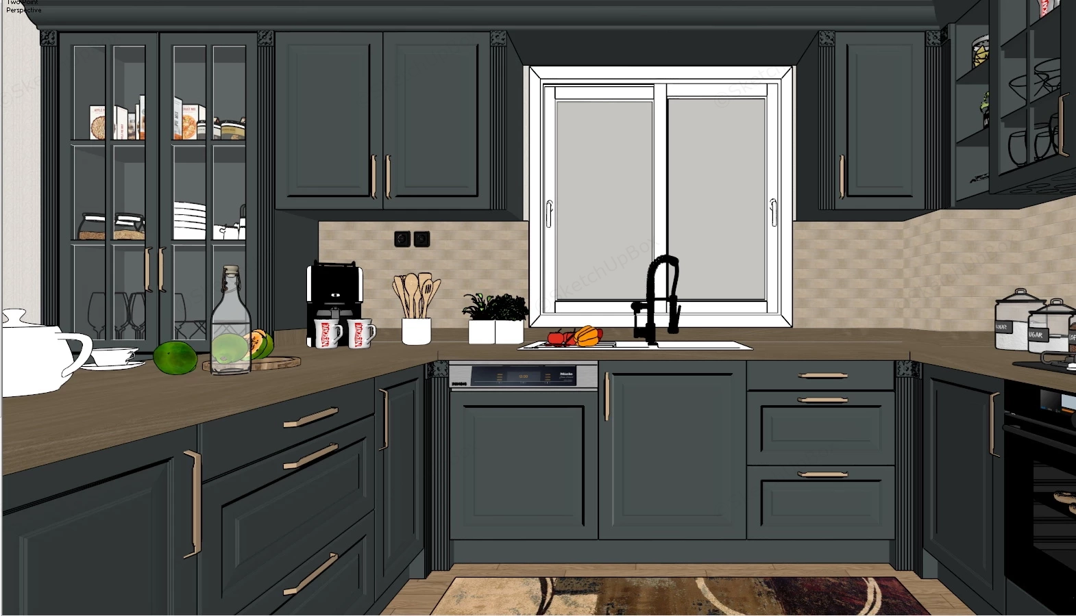 Modern Apartment Kitchen sketchup model preview - SketchupBox