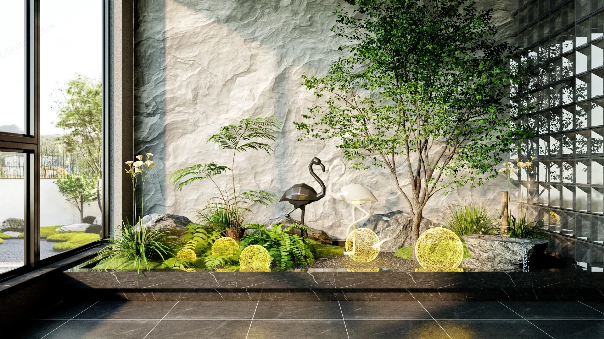 Indoor Oriental Garden sketchup model preview - SketchupBox