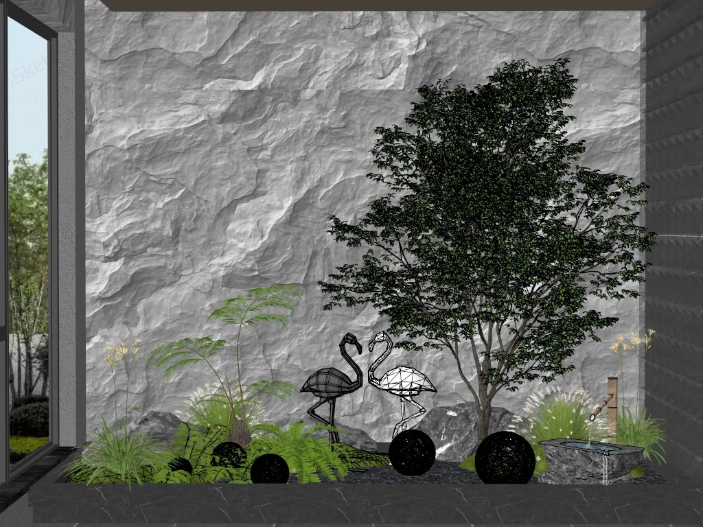 Indoor Oriental Garden sketchup model preview - SketchupBox
