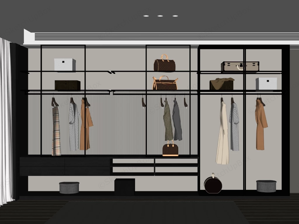 Open Bedroom Closet Design sketchup model preview - SketchupBox