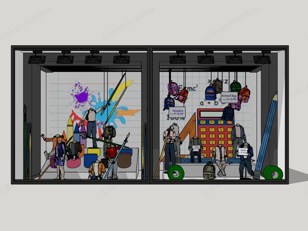 Back To School Store Window Ideas sketchup model preview - SketchupBox