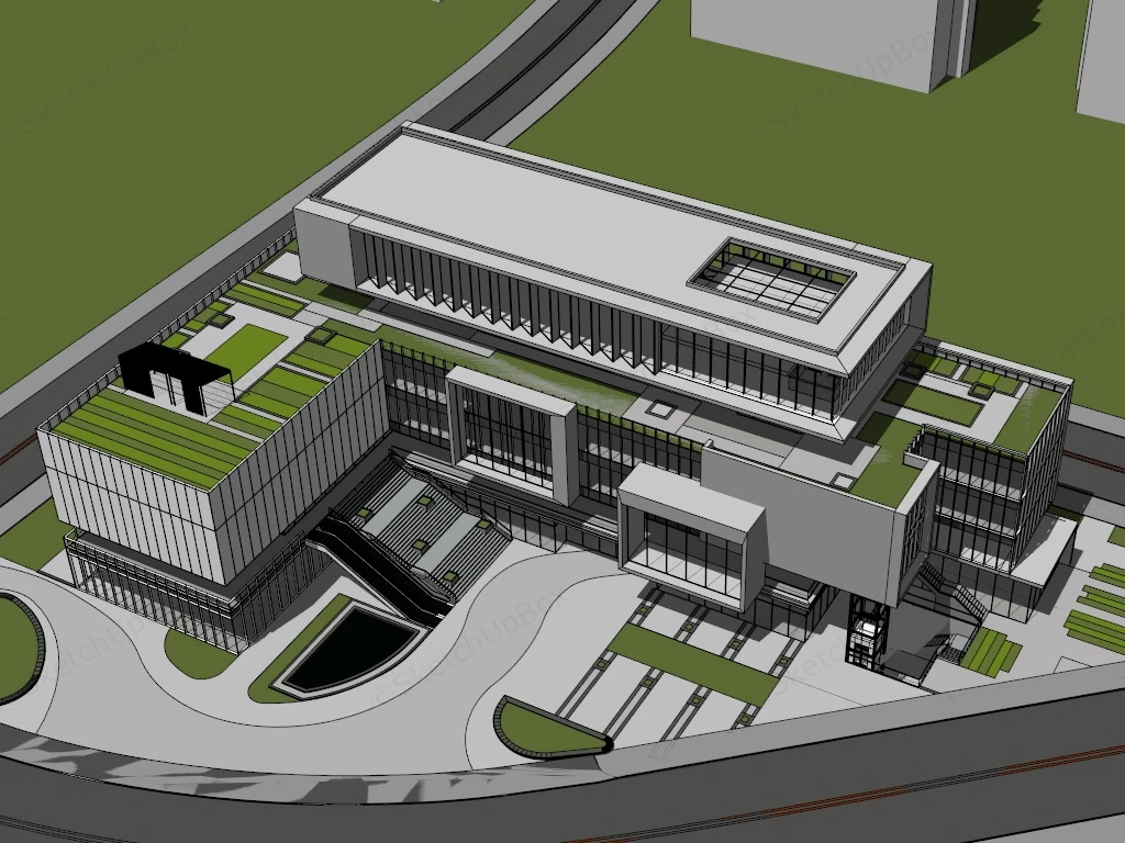 Public Community Service Center sketchup model preview - SketchupBox