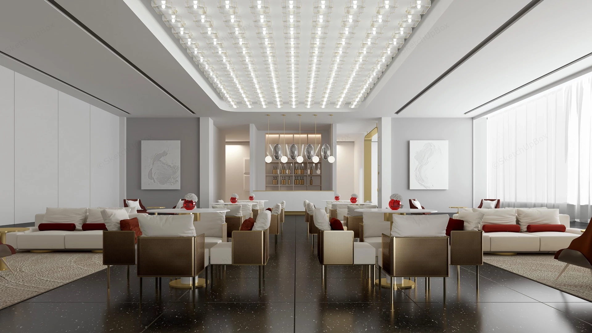 Modern Cafe Interior Design sketchup model preview - SketchupBox
