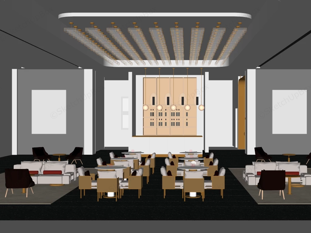 Modern Cafe Interior Design sketchup model preview - SketchupBox