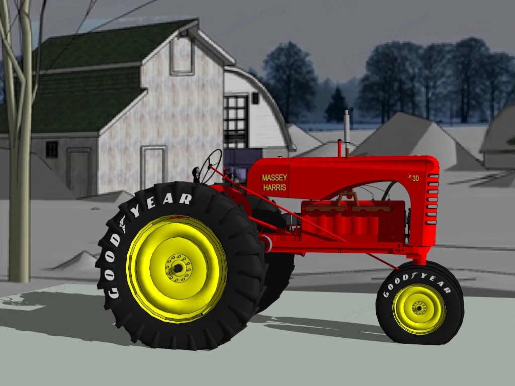 Massey Harris Farm Tractor sketchup model preview - SketchupBox