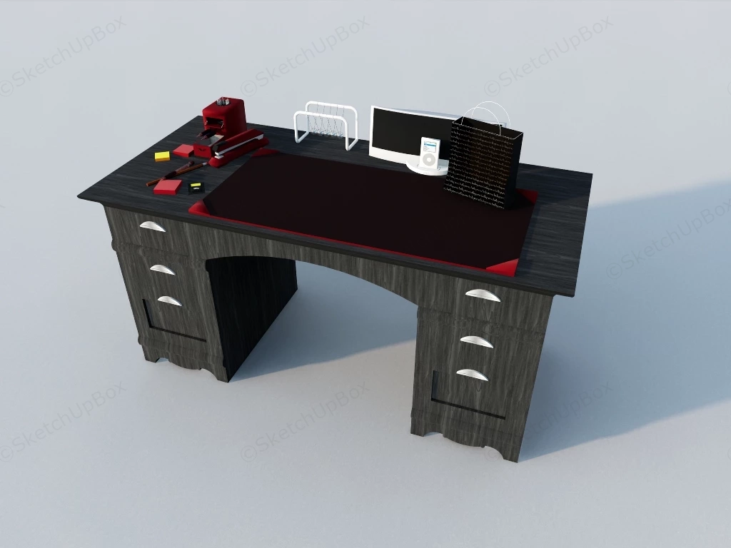 Black Desk sketchup model preview - SketchupBox