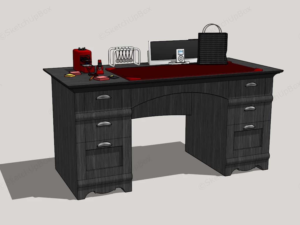 Black Desk sketchup model preview - SketchupBox