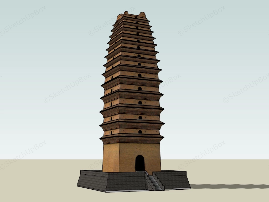 Traditional Chinese Pagoda sketchup model preview - SketchupBox