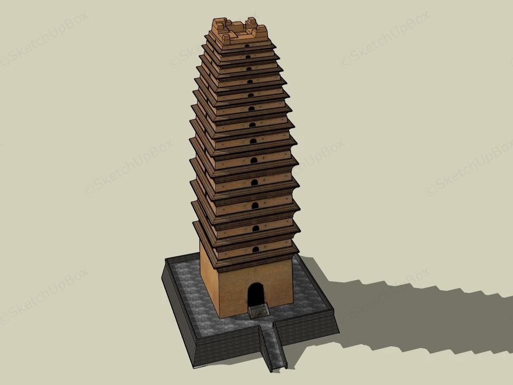 Traditional Chinese Pagoda sketchup model preview - SketchupBox